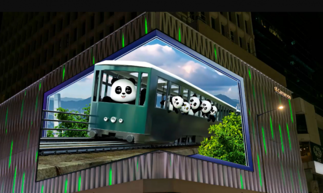 Giant panda-themed naked eye 3D billboards will be dotted around town in high-traffic outdoor locations from January (Mock-up Photo, credit: Hong Kong Tourism Board)